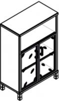 Стеллаж широкий средний с малыми стеклянными дверьми в рамке серии BORN