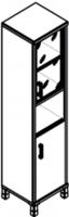 Стеллаж узкий большой комбинированный с нишей (стеклянная дверь в рамке) серии BORN